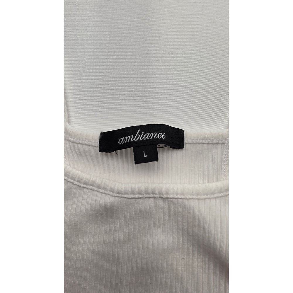 Ambiance Harley Davidson Graphic Ribbed Tank Top White Halter Cami Large - Picture 2 of 3